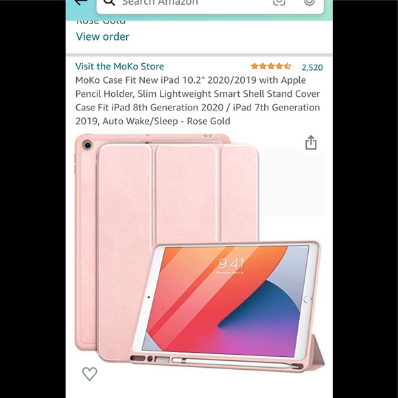 Rose gold ipad 10.2” case with apple pencil holder - Picture 6 of 6